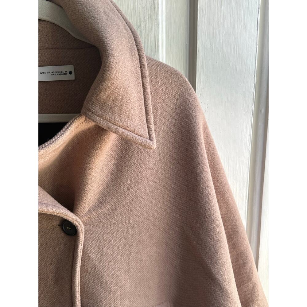 Zara Wool Blend Cape Coat Camel XS/S Oversized Cocoon Jacket 75% Wool - Picture 5 of 8